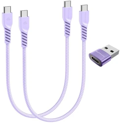 Image of USB C to Charger Cable 60W (30CM+30CM+Adapter) STRONG Braided Type Fast Charging Data Lead Compatible with iPhone 15, iPad Pro 2022, MacBook Pro, Samsung S24/S23/A54/A14, Pixel 8