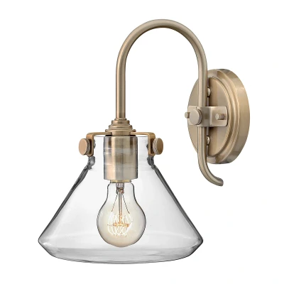 Image of Congress 1 Light Glass Shade Wall Brushed Caramel, E27