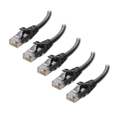 Image of Cable Matters 5 Pack 10Gbps Snagless Short Cat6 Ethernet 1.5m (Cat6 Cable, Cat 6 Cable) in Black 1.5 Meter