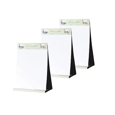Image of indigo® Tabletop Self Stick Flipchart Pad [20 Sheets] 70 gr/m² Paper, 58,5 x 50 cm Portable and Versatile for Creative Expression Organization (Pack of 3)