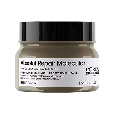 Image of L&#039;Oréal Professional Absolut Repair Molecular Rinse off Hair Mask, Conditioner Mask For Extra Detangling, All Damaged Types, 250ml