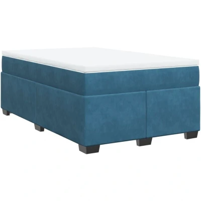 Image of vidaXL Box Spring Bed with Mattress Dark Blue 120x200 cm Velvet