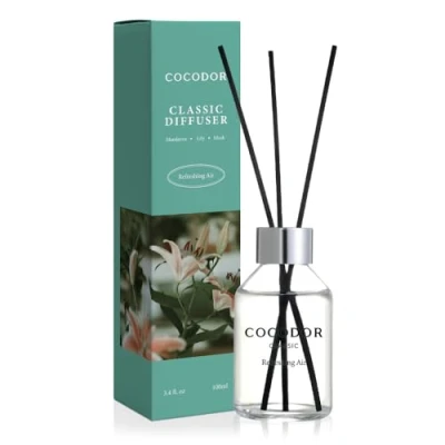 Image of COCODOR Classic Reed Diffuser/Refreshing Air/100ml/1 Pack/Scent Diffuser with Sticks Home Fragrance for Bathroom Shelf Décor