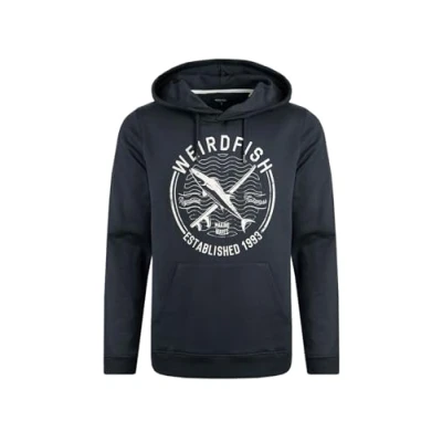 Image of Weird Fish Jamie Branded Popover Hoodie, Men&#039;s, Size: 5XL, Navy