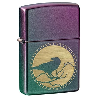 Image of Zippo Raven Iridiscent Matte Windproof Lighter Refillable in Gift Box 49186 Iridescent One Size