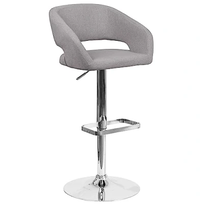 Image of Flash Furniture Contemporary Gray Fabric Adjustable Height Barstool with Rounded Mid Back and Chrome Base, 42 x 21 20.5
