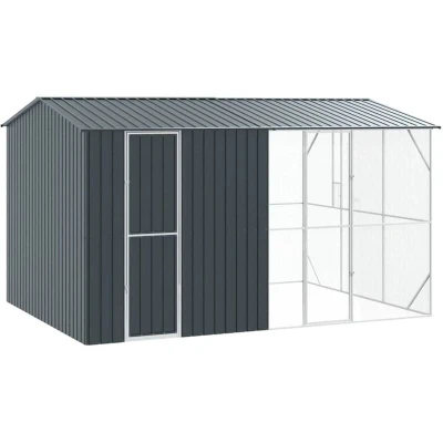 Image of vidaXL Bird Aviary with Extension Anthracite, 310x442x247 cm, Made of Steel
