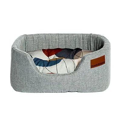 Image of Danish Design Colour Block Hypoallergenic Silver Sustainable Lux Slumber Dog/Puppy Bed 30 Inch