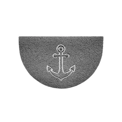 Image of Nicoman Embossed Halfmoon Half Circle Door Mat Dirt Trapper Jet Washable Doormat 70x44cm (Grey, ANCHOR Shape) Use Outdoor ONLY