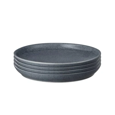 Image of Denby Dark Grey Speckle Set of 4 Coupe Dinner Plates Dishwasher &amp; Microwave Safe Crockery Soft Textured Glaze Effect Ceramic Stoneware Chip Crack Resistant L26xW26xH3