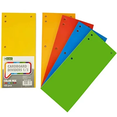 Image of D.RECT Pack of 100 Cardboard dividers, 11 x 24 cm, 160 g/m², 5 Colours: 20 Pieces per Colour, (009783)