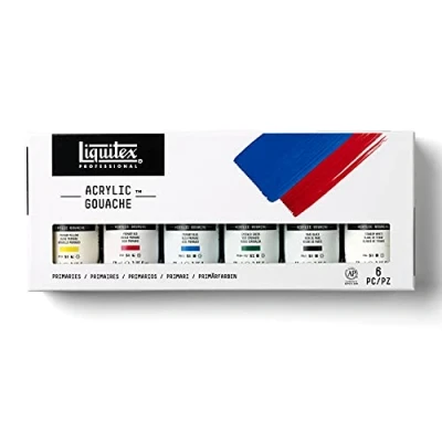 Image of Liquitex Proffessional Professional Acrylic Gouache Set 6 x 59 ml Primary Colours, (Pack of 6)
