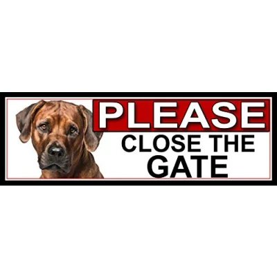 Image of SHAWPRINT Rhodesian Ridgeback PLEASE CLOSE THE GATE METAL SIGN 266mm x 87m. (869H2)