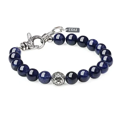Image of COAI Fleur De Lis Bracelet Stone Beaded for Men Sodalite