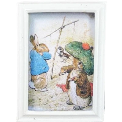 Image of Melody Jane Dolls House Peter Rabbit &amp; Benjamin Bunny Beatrix Potter Nursery Picture 1:12