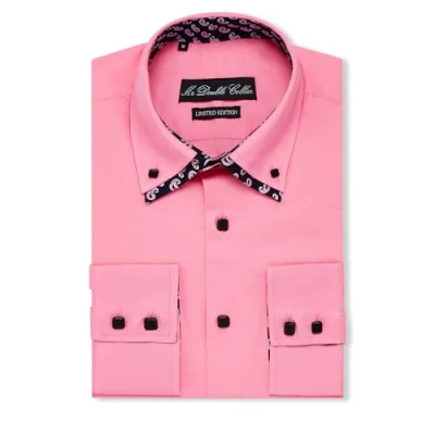 Image of MrDoubleCollar Italian Design Mens Double Collar Shirts Multiple Colours Available (Pink, Large)