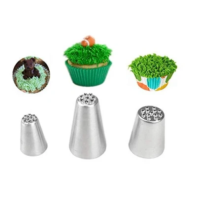 Image of DUORUI 3pcs Icing Piping Nozzle Tips Cream Cake Decorating Cupcake Fondant Stainless Steel Grass Shape