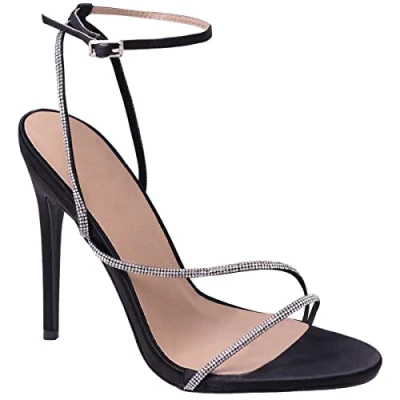 Image of Where&#039;s That From Womens Jovie Stiletto High Heel With Diamante Detailed Strap Black Size UK 3