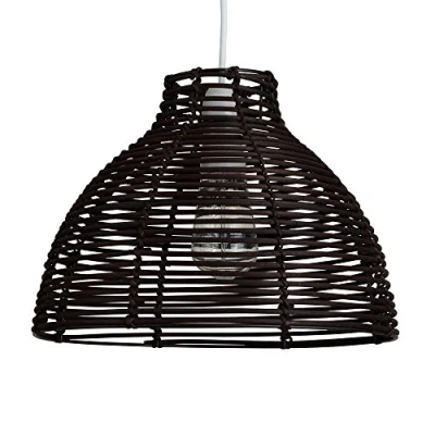 Image of MiniSun Modern Brown Wicker Rattan Basket Style Ceiling Pendant Light Shade