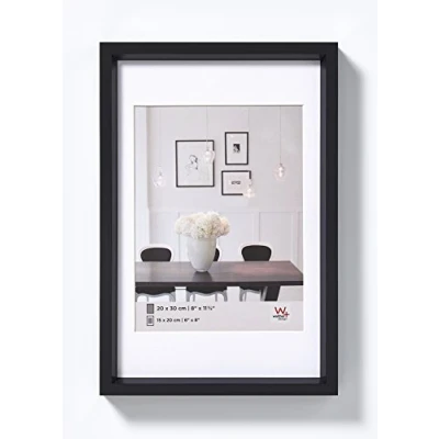 Image of walther Design Picture Frame Black 20 x 30 cm with PassepArtout, Steel Style Plastic ES030B