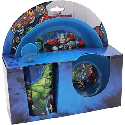 Image of Avengers 5pc Breakfast Set Spoon Fork Plate Cup Bowl Kids Character (Avengers)