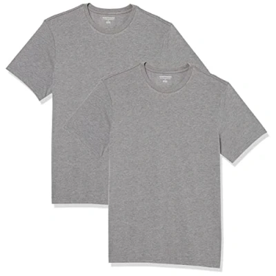 Image of Amazon Essentials Men&#039;s T Shirt Slim Fit Short Sleeve Crewneck, Pack of 2, Grey Heather, L