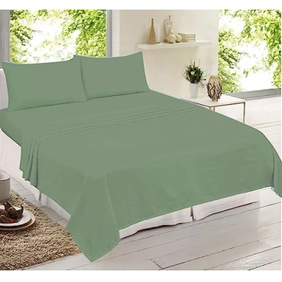 Image of Adore Home 100% Cotton Flannelette Sheet Set Fitted Sheet, Flat 2 x Pillowcases Bed, Sea Green, Single
