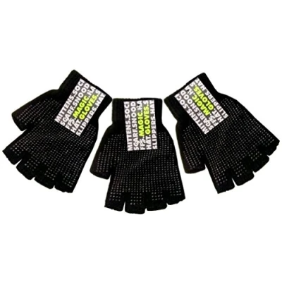 Image of 3 Pairs of Black Fingerless Magic Gloves &amp; Palm Grip by RJM GL310 One Size