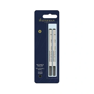 Image of Waterman Rollerball Pen Refill Fine Point Black Ink 2 Count