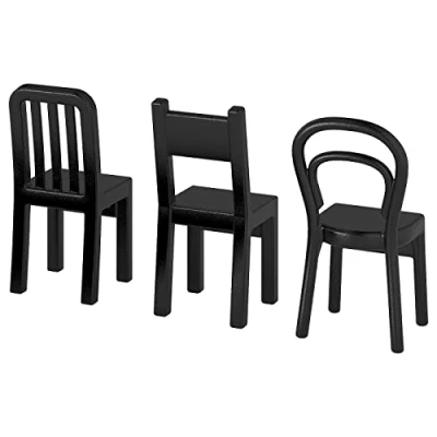 Image of Ikea Set of 3 Fjantig Coat Hooks for Stands in Chair Shape Depth 6 cm Height 12 Black Plastic Not Specified