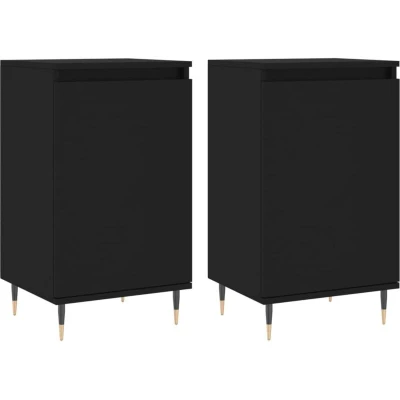 Image of vidaXL Sideboards 2 pcs Black 40x35x70 cm Engineered Wood