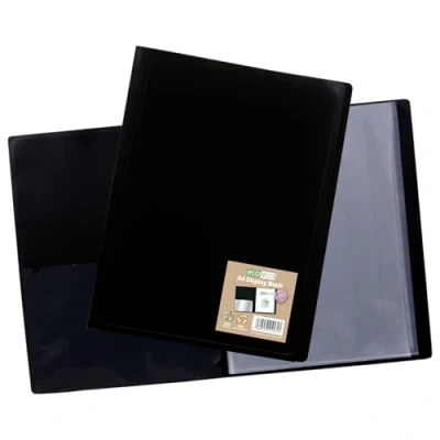 Image of eco A4 100% Recycled 120 Pocket Black Flexible Cover Portfolio Book Folder Display Book, eco161