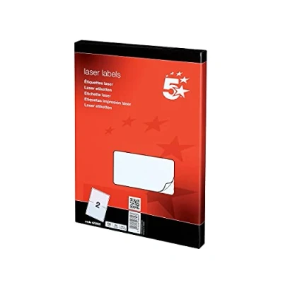 Image of 5 Star 423865 Addressing Labels Laser 2 per Sheet 199.6x143.5mm White [200 Labels]