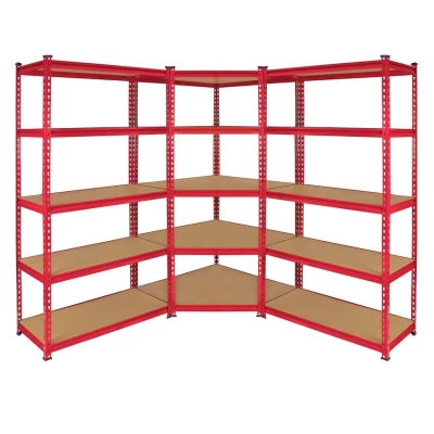 Image of 1 x Z Rax Corner Garage Racking Unit &amp; 2 Single Storage Units / 5 Steel MDF Shelves 3975kg capacity 4925kg per shelf/Free Rubber Mallet
