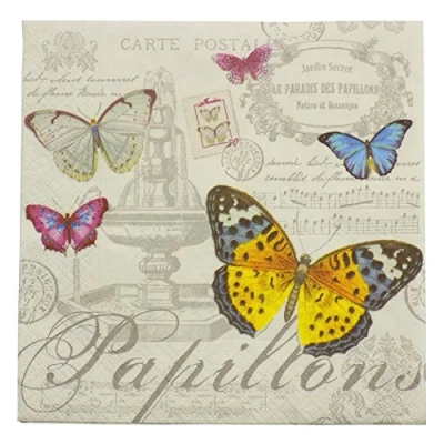 Image of Nuova R2S Pack of 20 Napkins / Serviettes Papillon Butterflies 33cm x 3ply