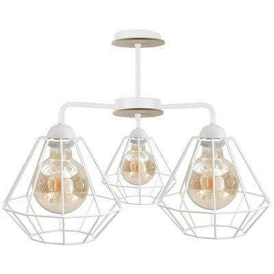Image of Foskal Semi Flush Light White, Wood, 44cm, 3x E27