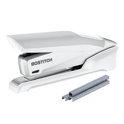 Image of Bostitch Office InPOWER+28 Executive Stapler 3 in 1 One Finger, No Effort, Spring Powered Stapler, White/Gray (1180)