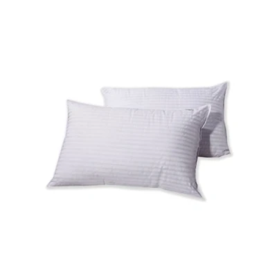 Image of Sleep&amp;Smile Luxury Hotel Quality Satin Stripe Cover Permafresh Pillows Hollowfibre Filling 2 Pillows, Pack Made In The Uk