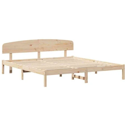 Image of vidaXL Bed Frame with Headboard 200x200 cm Solid Wood Pine