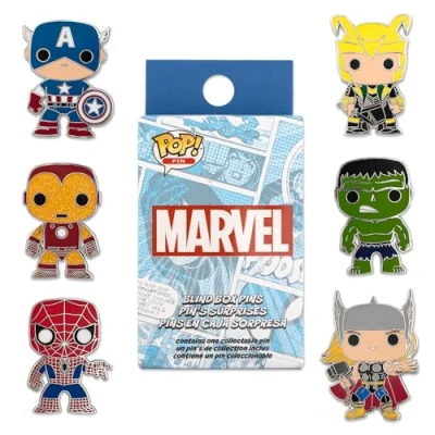 Image of Loungefly Marvel POP! Enamel Pin 1 Of 12 to Collect Styles Vary Avengers Blind Box Pins Cute Collectable Novelty Brooch for Backpacks &amp; Bags Gift Idea Official Merchandise