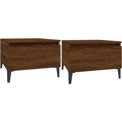 Image of vidaXL Side Tables 2 pcs Brown Oak 50x46x35 cm Engineered Wood