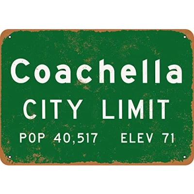 Image of Inga Coachella City Limit Metal Sign Retro Wall Decor Tin Signs Bar Cafehome Decoration Vintage 8X12 inches