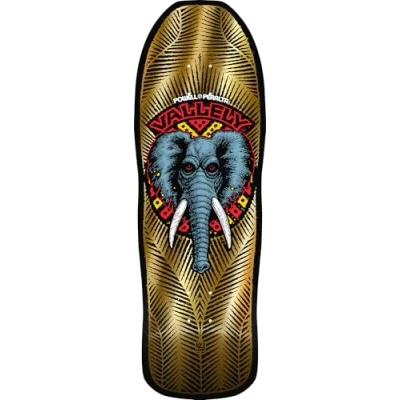 Image of Powell Peralta Mike Vallely Elephant Reissue Skateboard Deck, Gold Foil, 9.85&quot; x 30&quot;