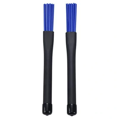 Image of Domilay 114846 1 Pair Retractable Black Handles Jazz Drum Brushes Sticks Blue Nylon 32cm,Black &amp;