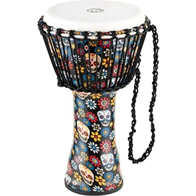 Image of Meinl Percussion Rope Travel Djembe Medium Sized Handdrum With Nylon Ropes Diameter 10 Inches Plastic, Multicoloured (PADJ7 M F)
