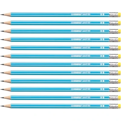 Image of Hexagonal Graphite pencil with Eraser STABILO 160 Pack of 12 Blue HB
