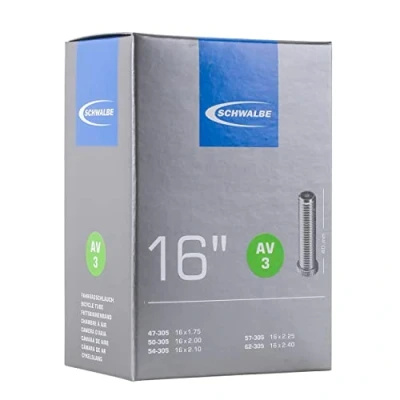 Image of Schwalbe AV3 16 x 1.75 2.50 Inch Inner Tube with Schrader Valve, 40 cm, Nero