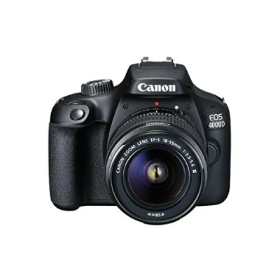 Image of Canon EOS 4000D DSLR Camera and EF S 18 55 mm f/3.5 5.6 III Lens Black (Renewed)
