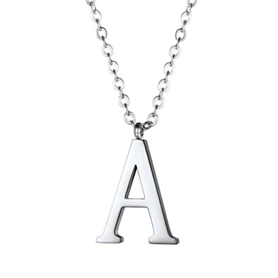 Image of PROSTEEL Necklace Stainless Steel Letter A Alphabet Charm Pendant Fashion Initial Jewelry with 55cm Chain Silver