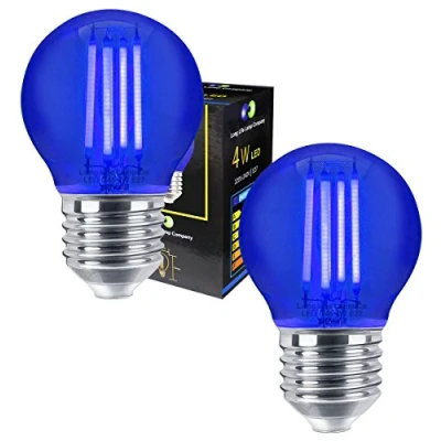 Image of 2 x Ambient 4w LED Golf Ball Blue Light Bulb E27 Edison Screw Clear Glass